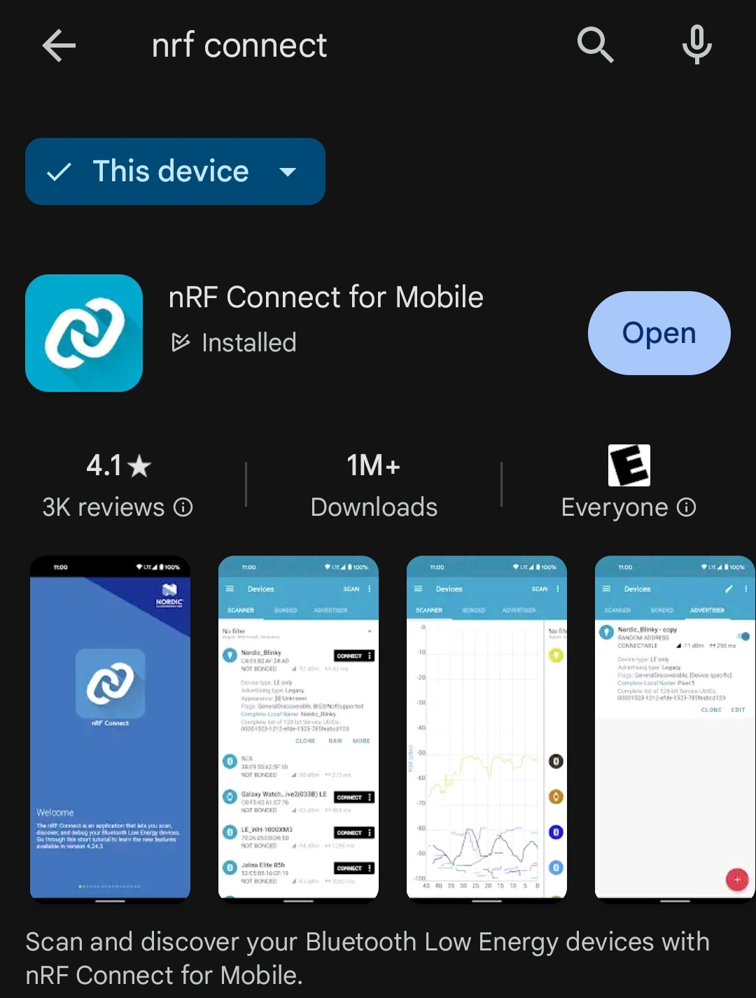 nRF Connect App Screenshot